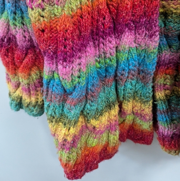 Handknit Gradient Rainbow Knit Open Chunky Cardigan Sweater - Picture 11 of 12